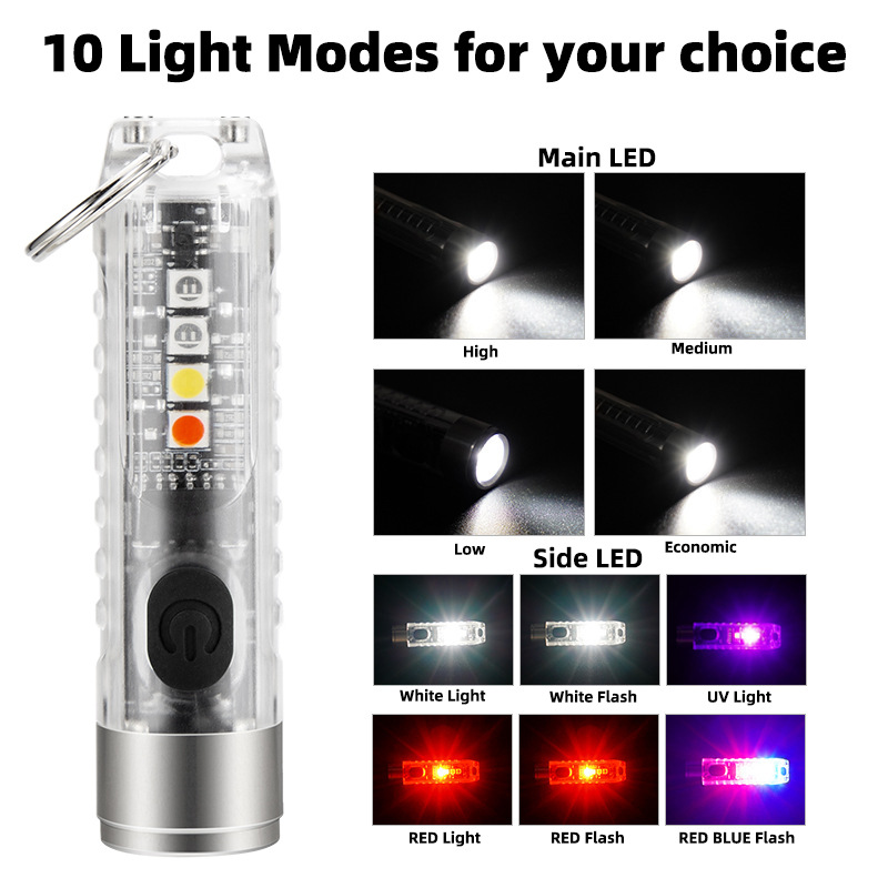 YS11 Multifunctional Alloy Portable Mini Keychain EDC RGB Flashlights